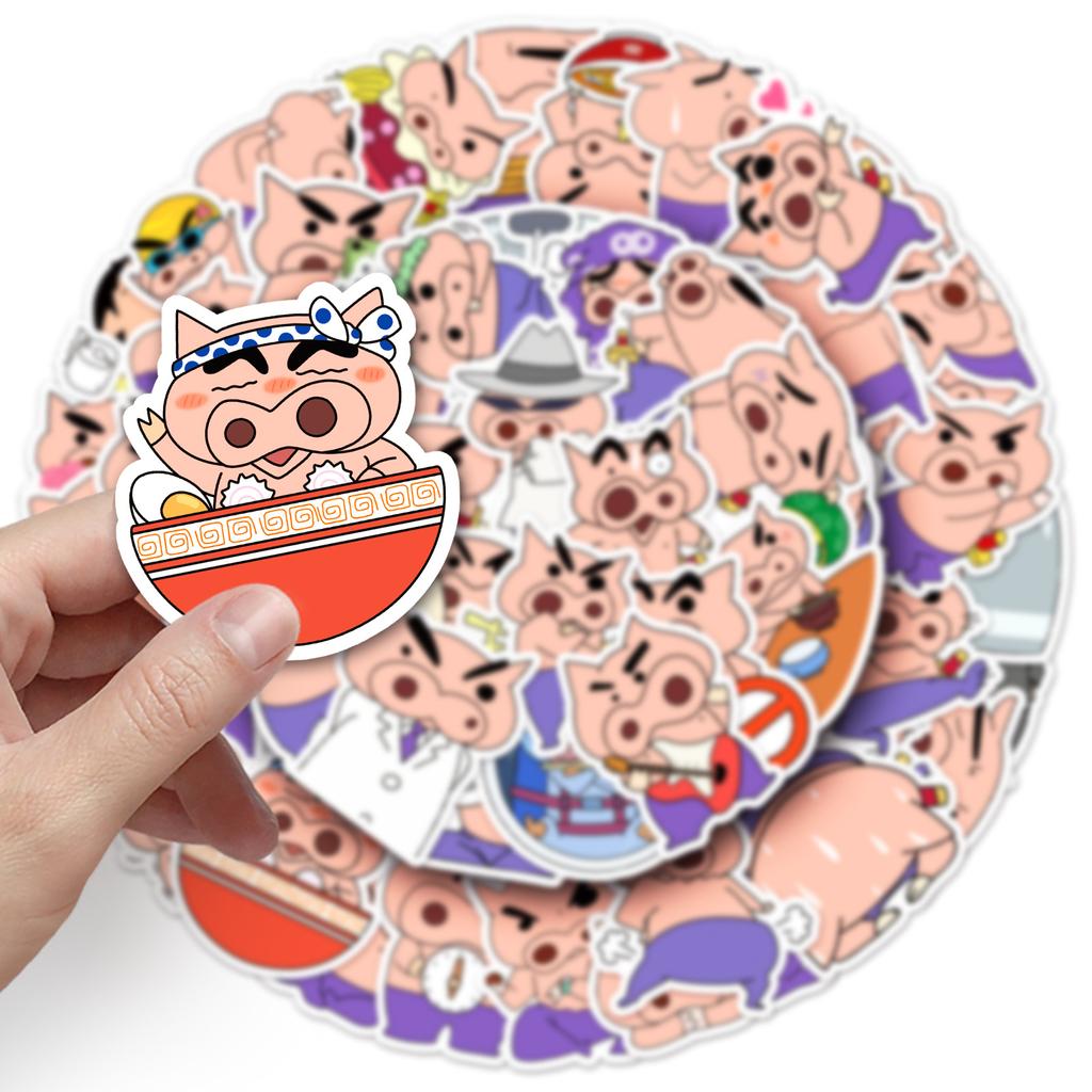 50 Pieces of Fat Dudu Saemon Cartoon Stickers Crayon Shin-gu Card Decorative Mobile Suitcase Handbook Stickers
