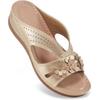 Women's Retro Floral Wedge Slide Sandals Open Toe Beach Casual Shoes