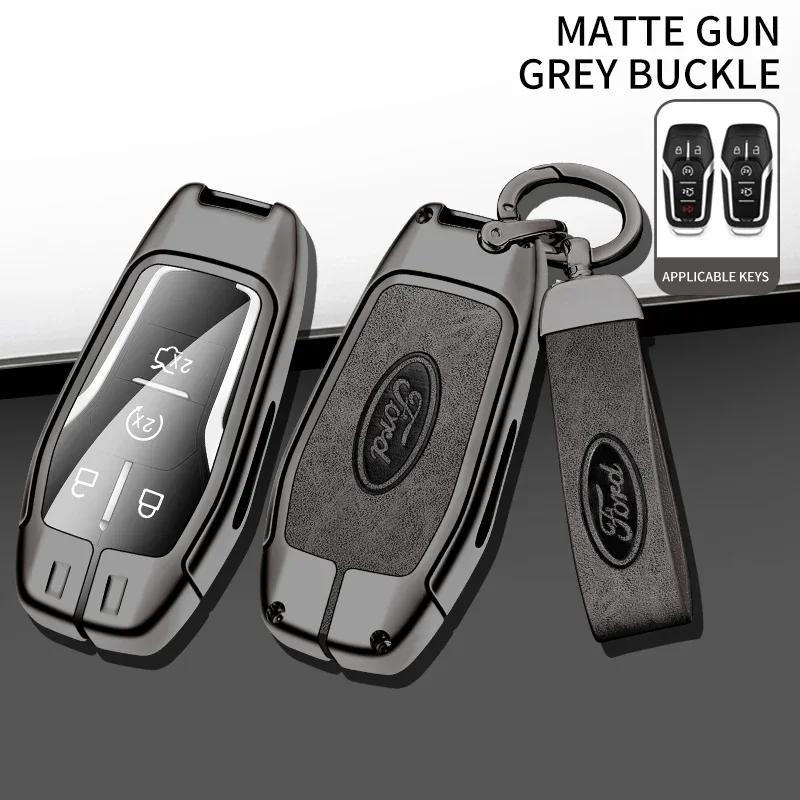 

Car Sticker 2026 Ford Car Metal Leather Remote Key Case Cover Ford Fusion Mondeo Mustang F-150 Explorer Edge 2015-2018 Car Key P