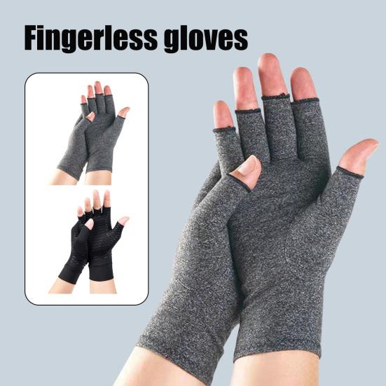 Compression Arthritis Gloves Women Men Stretchy Hand Compression Wrap Fingerless Fitness Gloves for Hand Pain Relief Osteoarthritis Typing Driving