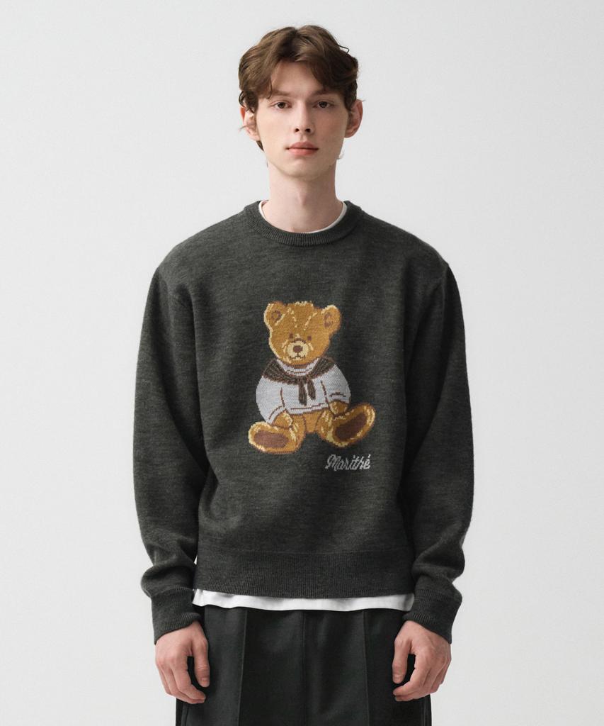 Malittepeulangsowajeobeo Doodle Bear Sweater Charcoal