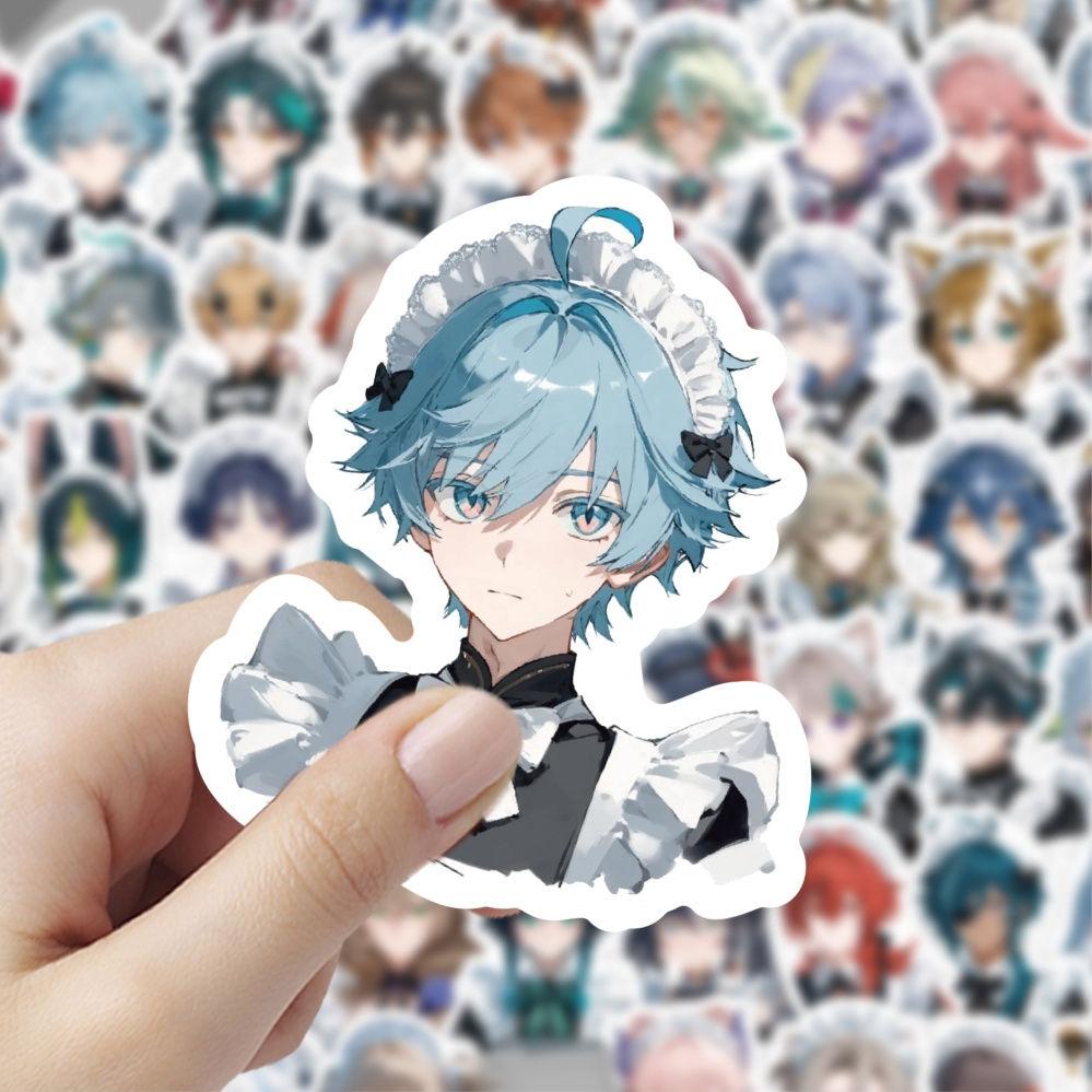 

60 шт. милых и изысканных наклеек с персонажами мультяшной игры Genshin Impact для самостоятельного украшения справочников и других материалов для поделок.