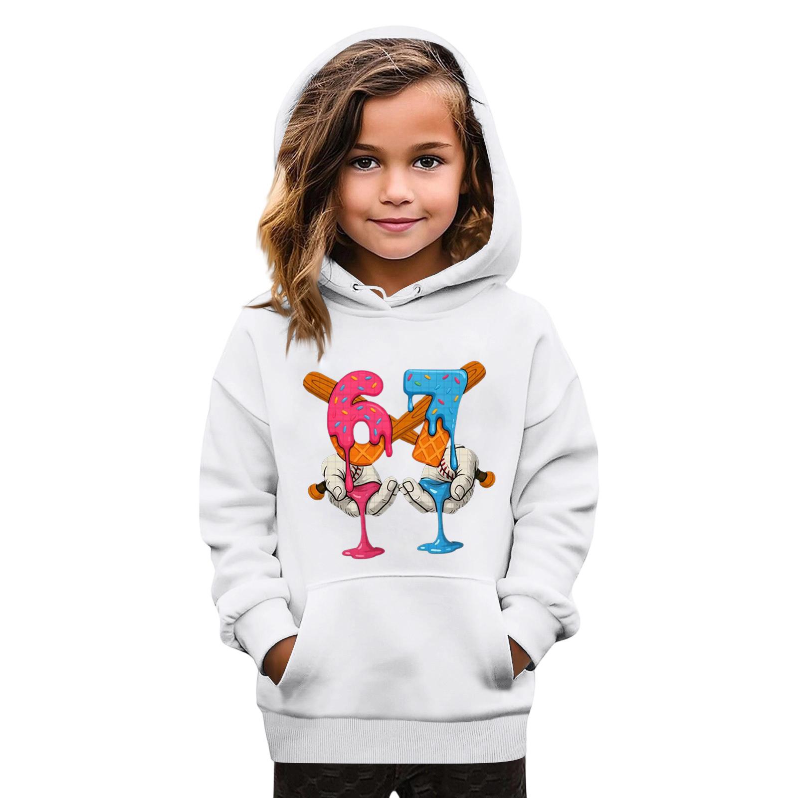 

Детская мода Принтованный пуловер Повседневный с длинным рукавом Свитшот с круглым вырезом и капюшоном 120