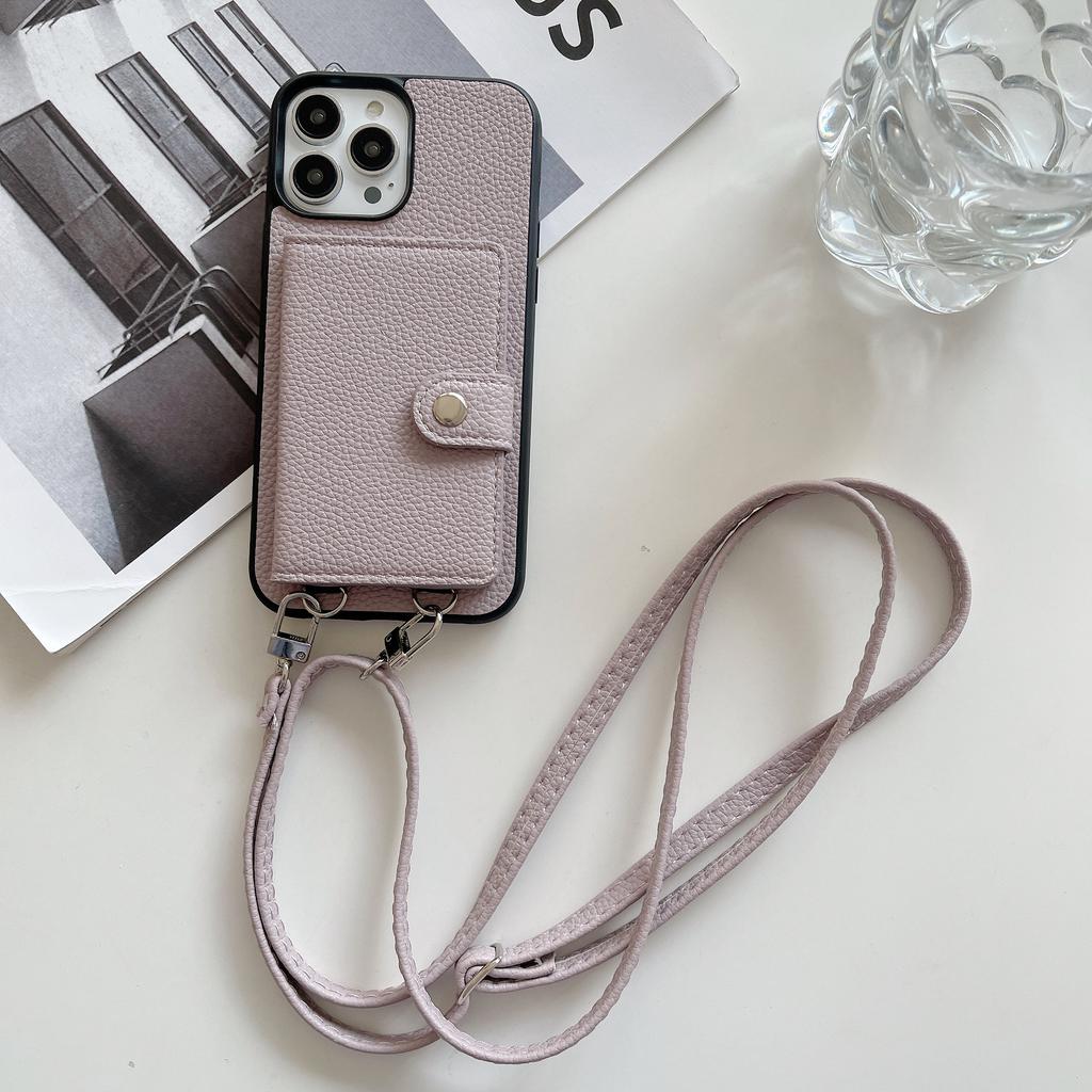 Applicable to Apple 14 oblique span mobile phone case 14pro solid color card bag protective case 14promax folding Japanese leather case