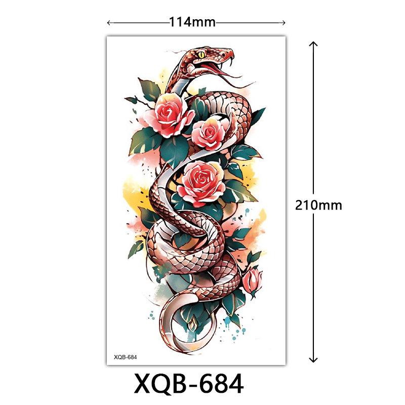 

Маленькая наклейка-тату на всю руку, Цветочные буквы, Простая наклейка-тату с цветком 114*210mm