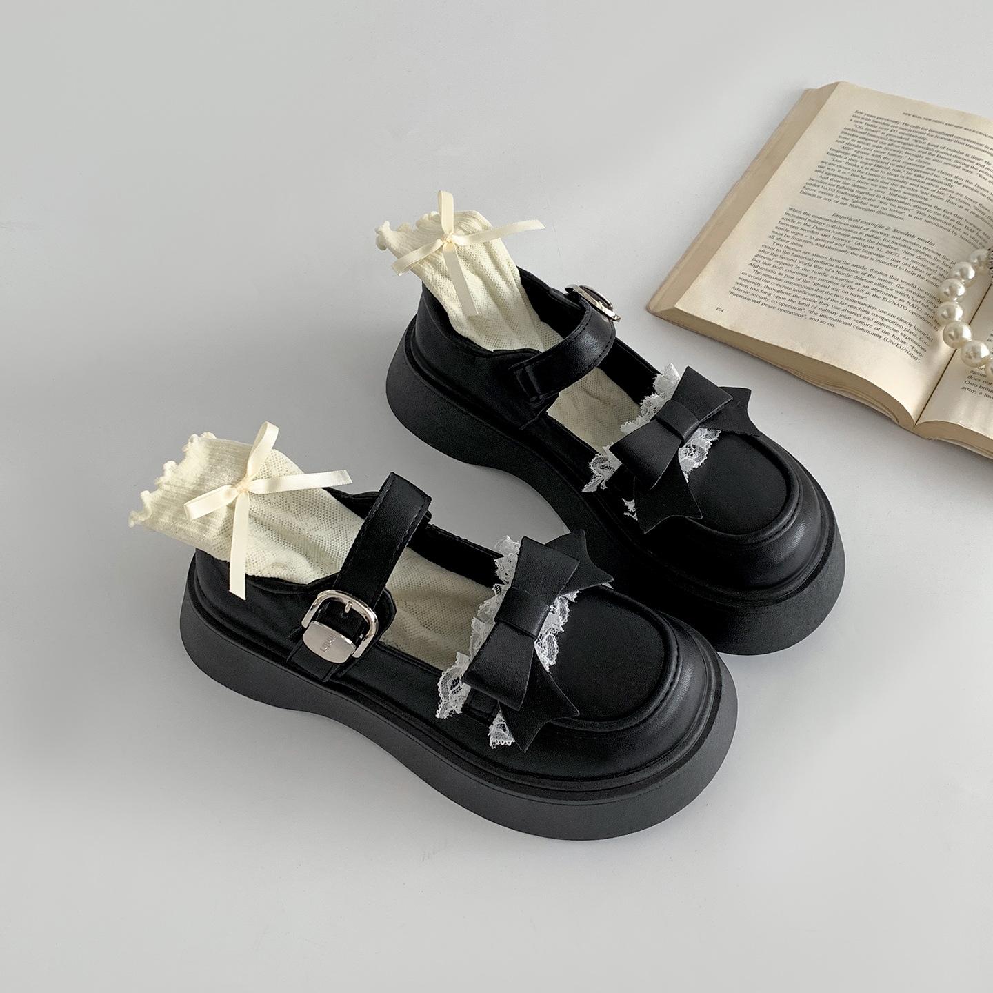 

Queen Fan retro white French light mouth platform small leather shoes women s summer 2025 new with skirt Mary Jane shoes 35 чёрный