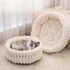 Thickened Round Pet Bed for Small Dogs&Cats Soft Washable Fabric Mat Waterproof Bottom Warm Plush Dog Cushion with Non-Slip Base