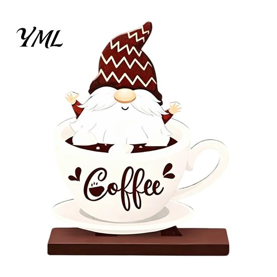 Coffee Bar Tiered Tray Decor Table Ornament, Wooden Theme Stand with Stable Base, Retro Farmhouse for Kitchen Station Countertop Vintage Style