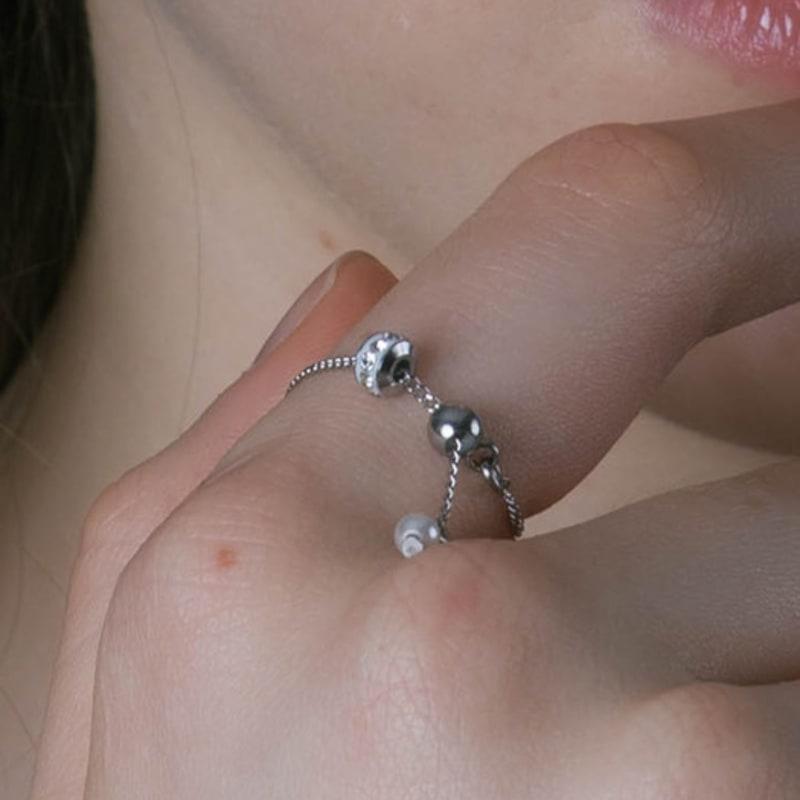 Pearlymore Small Crystal Chain Ring_PM25R001SS