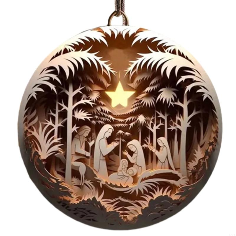 Nativity Scene Hanging Ornaments Christmas Decoration Wall Hanging Pendants X3UC