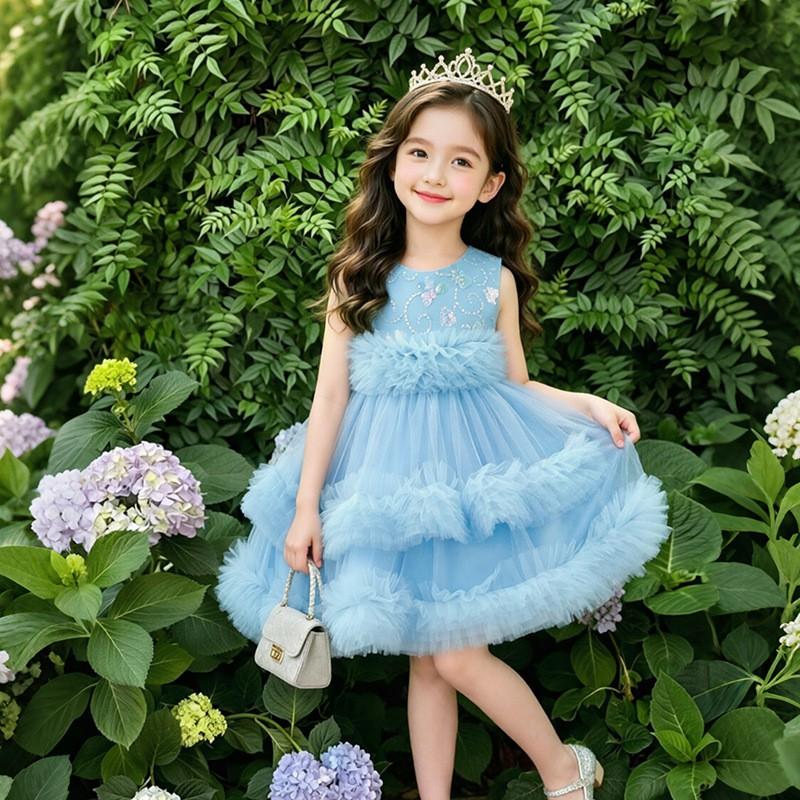 Girls Princess Tulle Dress Birthday Party Flower Girl Kids 3-8 Years