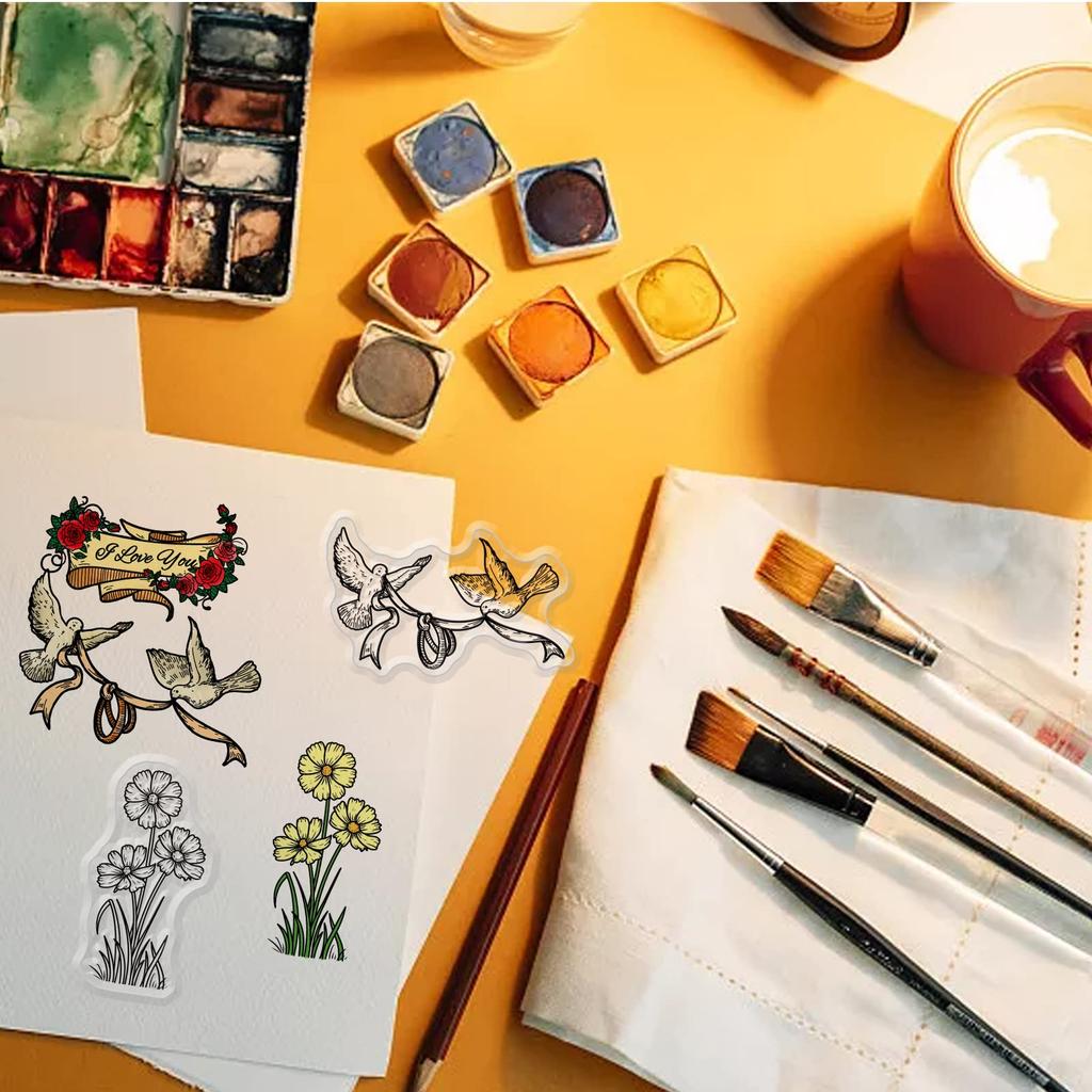 PH PandaHall Clear Stamp European Retro Animal Stamps for and Other Perfect for Letter and DIY Decorative 7-Piece Set, Weddings, Spring, Occasions.