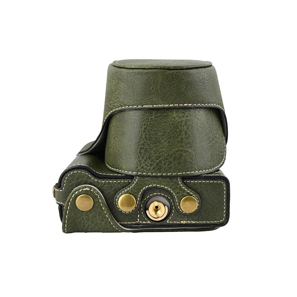 Litchi Pattern PU Leather Shoulder Bag For Canon EOS R50V 14-30mm Lens Camera Case Battery Opening Full Body Cover