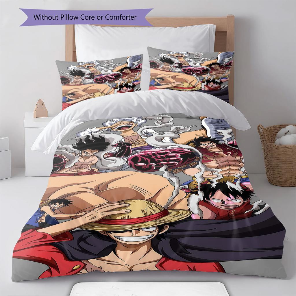 Luffy D Pattern Bedding Quilt Set Quilt Cover Pillowcase Home Birthday Gift(1 * Duvet Cover + 2 * Pillowcase, Without Core)