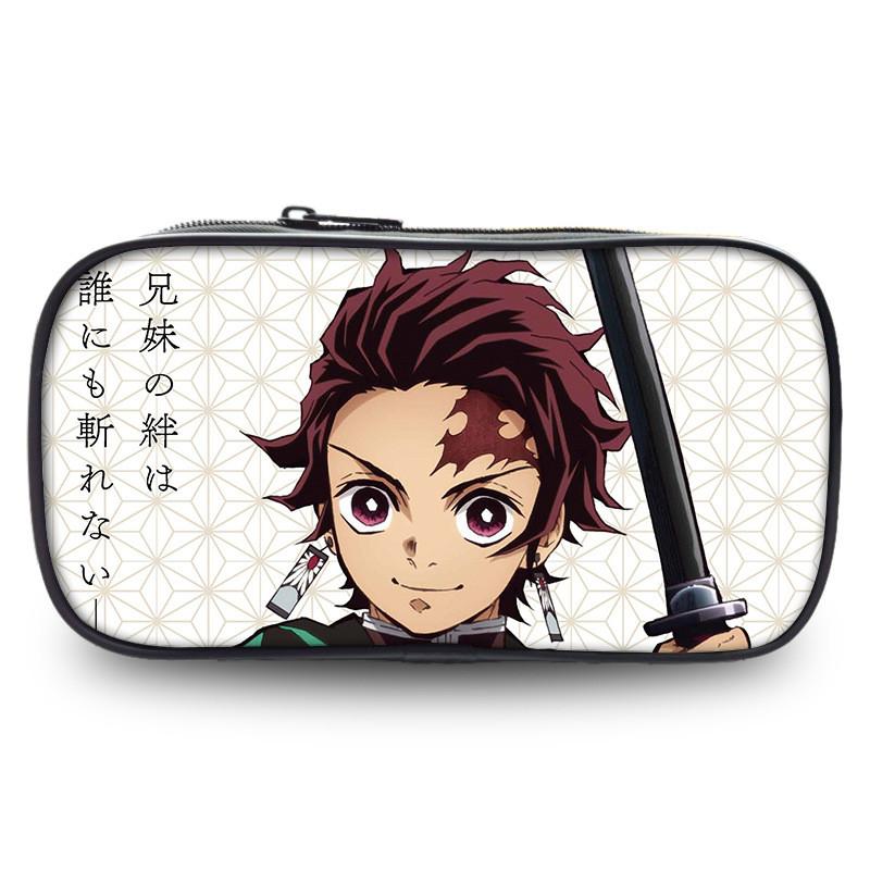 Spacious Oxford Demon Slayer Pencil Case For Students With Casual Style