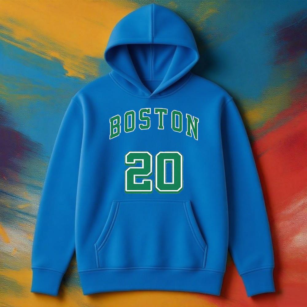 Lässiger Boston No20 Bedruckter Warmer Hoodie für Männer und Frauen Streetwear Herbst/Winter Bequemer Hoodie, Farbverblassungsbeständig, Alltagskleidung