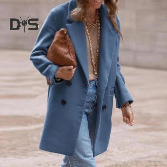 Casaco de inverno feminino trespassado gola virada para baixo mangas compridas botões cardigan plus size comprimento médio casaco de lã para exterior