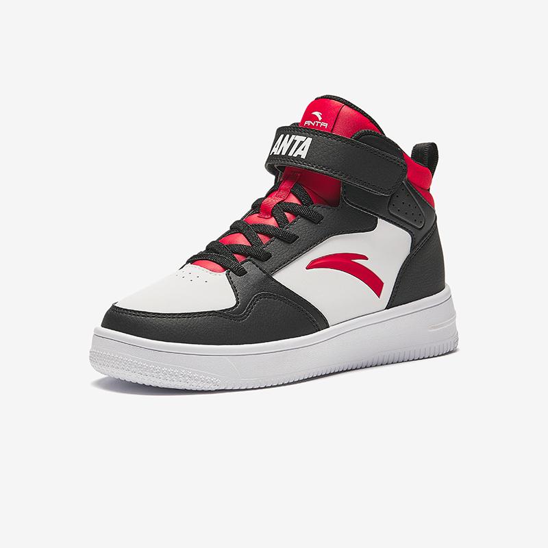 Anta Kids Synthetic Leather Simple Versatile Non-Slip Wear-Resistant Lightweight Shock Absorbing Mid-Top Kids Skate Shoes Men Sneakers A12438004-2