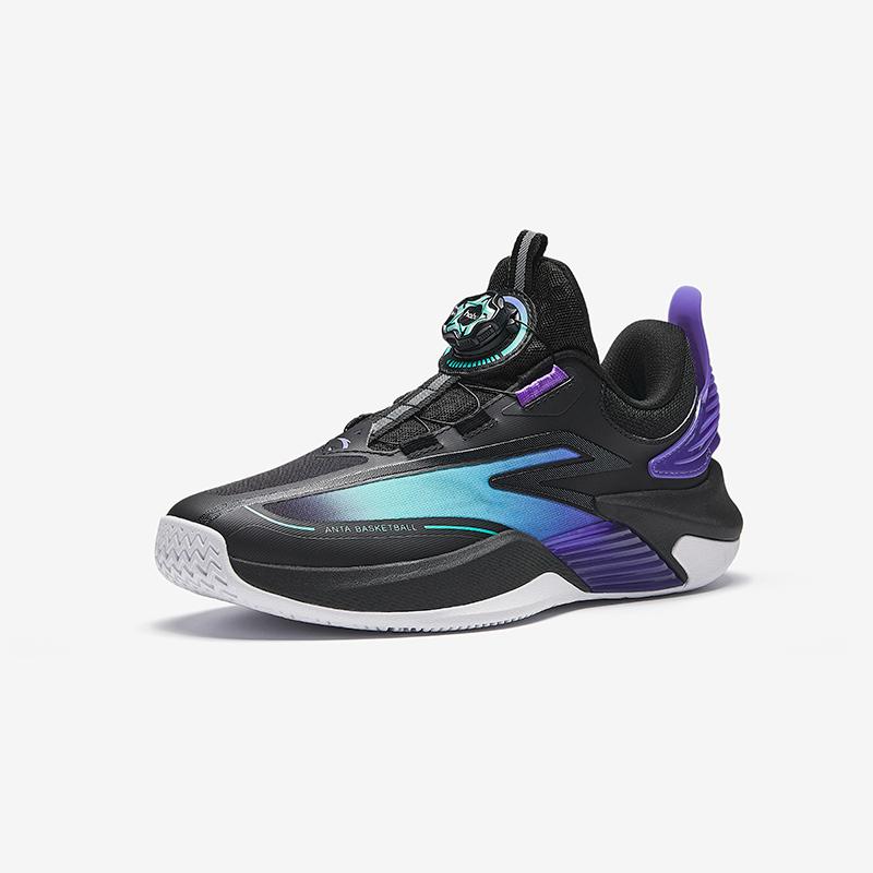 Anta Kids Fabric Fashion Comfortable Non-Slip Wear-Resistant Breathable Low-Top Basketball Shoes Men sneaker Black Purple 312511111-4