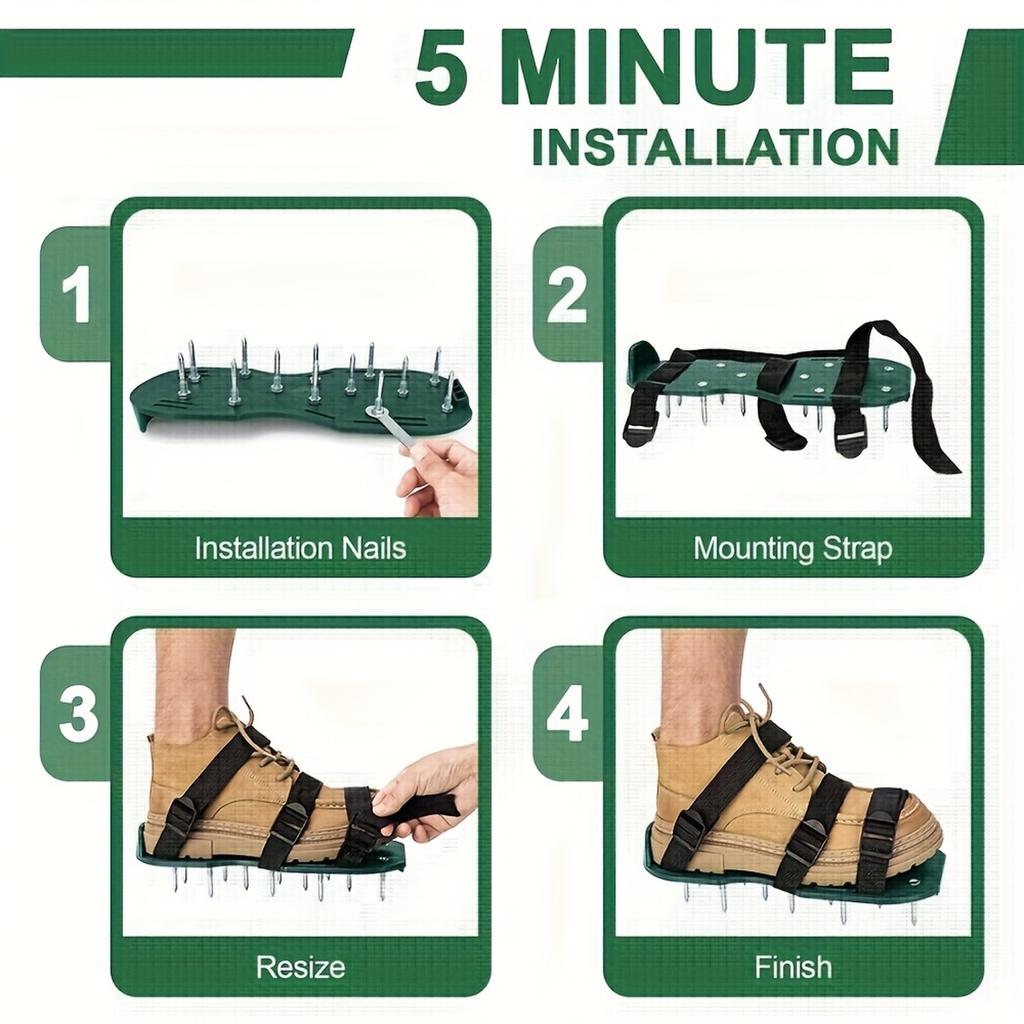 Garden Aeration Shoes, Spike Shoes, Suitable For Inflatable Aeration Shoes For Yard Grass Heavy Duty Spike Perforation Sandals And Perforation Tools