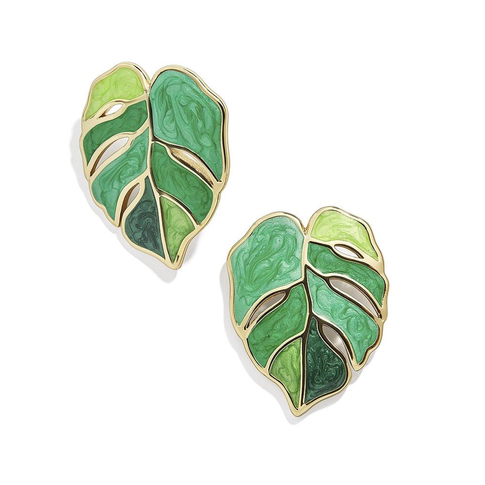 

Exquisite Leaf Green Earrings For Women Alloy Material Summer Chic