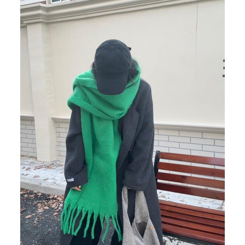 Soft Fuzzy Oversized Scarf Women Winter Warm Thick Acrylic Blend Solid Color Plush Neck Wrap