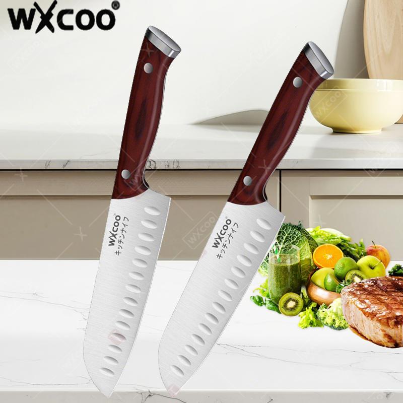 WXCOO Stainless Steel Japanese Chef Knife Wooden Handle Ultra Sharp Fish Bone Fruit Meat Cleaver Santoku Slicing Kitchen Knives