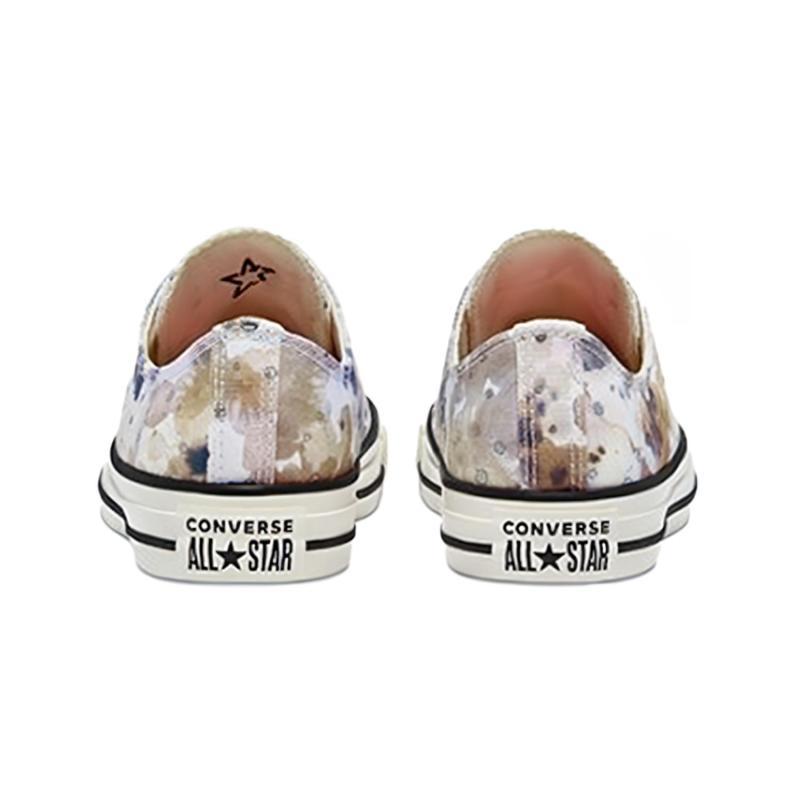 Converse Chuck Taylor All Star Comfortable Colourful Print Non-Slip Abrasion Resistant Low-Top Espadrilles Women's White Blue