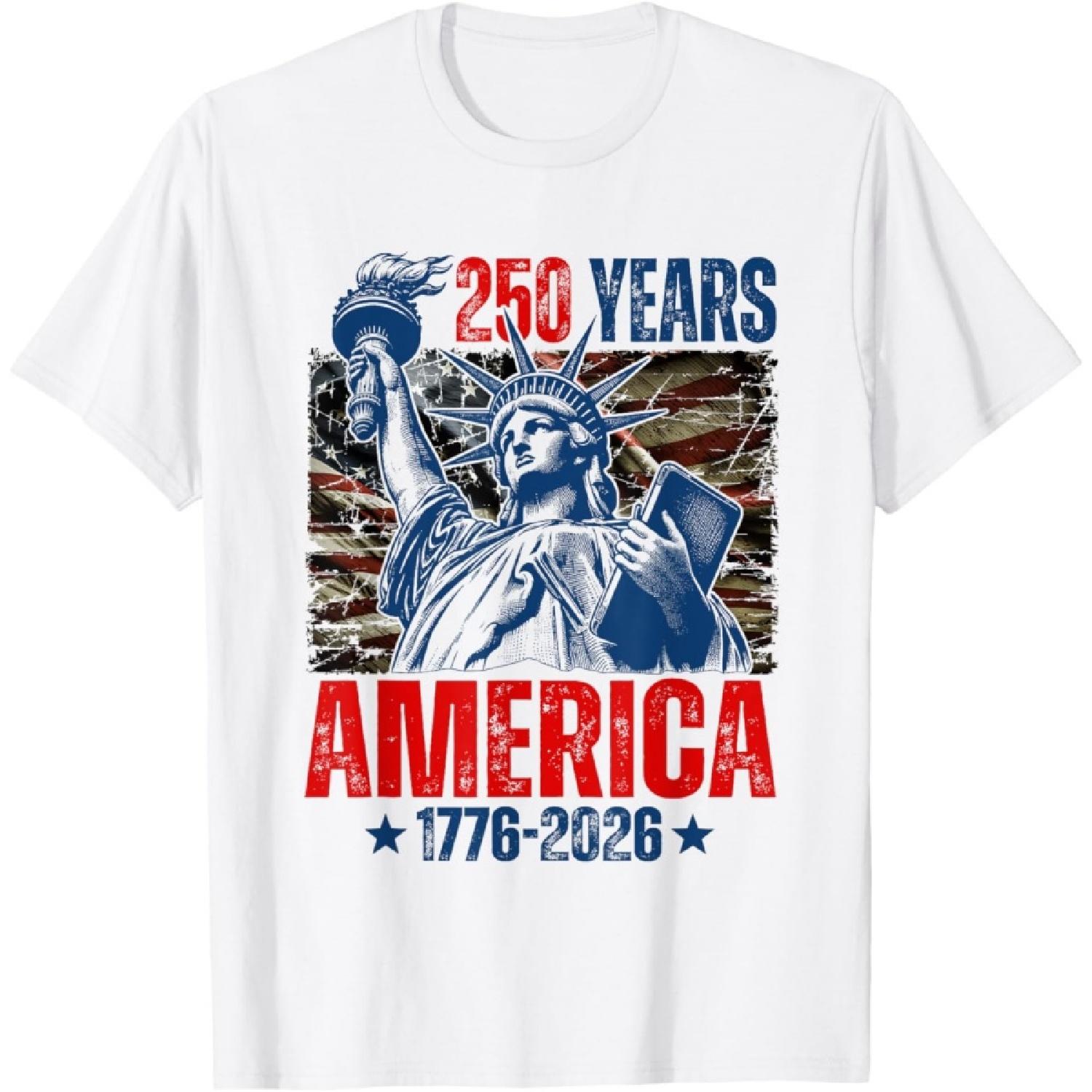 250 лет Америки 1776-2026 Статуя Свободы Гордый флаг США Футболка XXXXXL белый