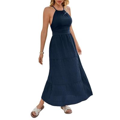 Women's 2026 Casual Plain Cami Long Dress Ruffle Hem Solid Color Dress