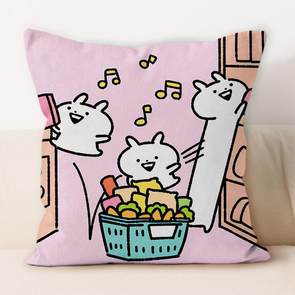 Happy Bunny Pillow Modern Simple Home Decoration Cushion Car Backrest Square Pillow