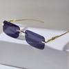 Latest Vintage Rimless Sunglasses Men Women Stylish Square Shades Glasses Latest Double Bridge Gradient Eyeglasses UV400 Sun Eyeglasses