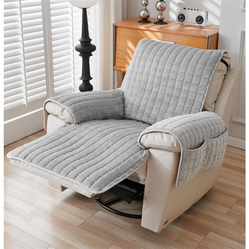 Winter Siamese Sofa Cushions Simple Modern Solid Color Plush Plaid Sofa Set