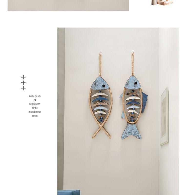 3D-Fisch-Wandanhänger im mediterranen Stil für Hotel- und Flurdekoration
