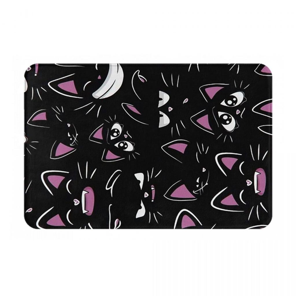 Colorful Cat Silhouettes Cartoon Black Cats Non-slip Doormat Floor Mat Carpet Rug for Kitchen Entrance Home Bedroom Footpad Mats