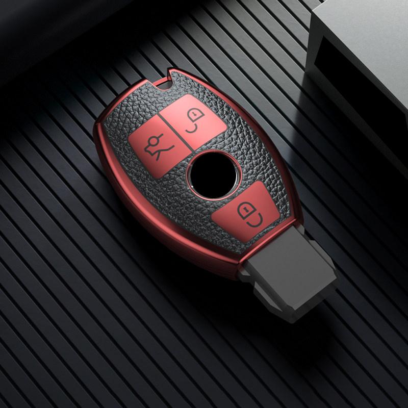 

Leather TPU Car Key Case Cover for Mercedes Benz W205 W212 X166 W176 W211 W204 W222 W463 CLA GLC GLK W203 W212 C180 GLK300 CLS SLK красный