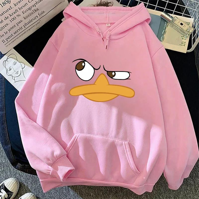 Funny Cartoon Print Hoodie for Woman All Season Daily Casual Sporty Hooded Sweatshrits Female Home Outdoor Comfort Warm Pullover