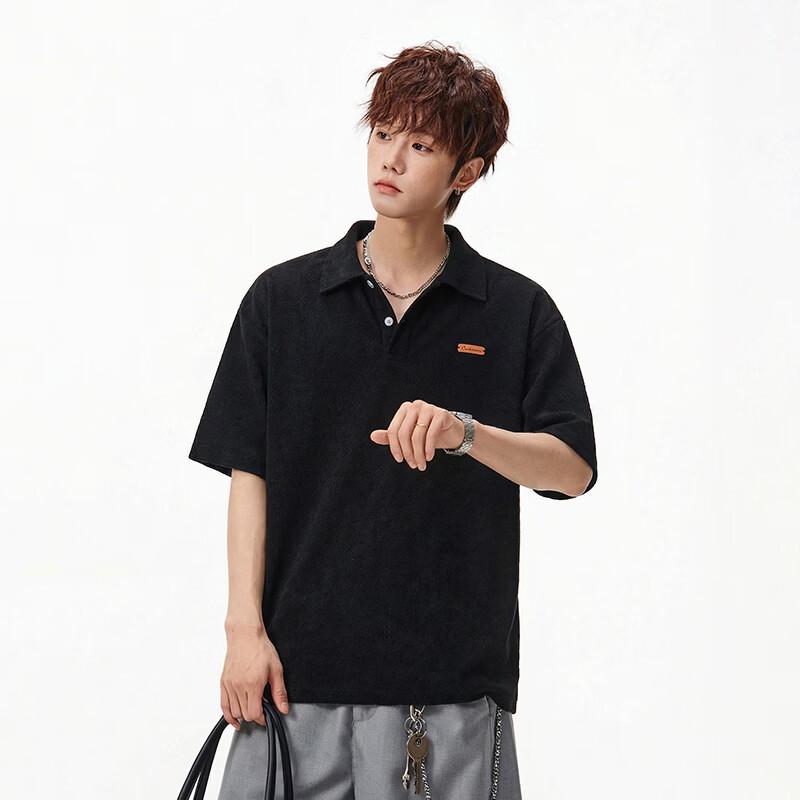 MEDE Men's Japanese Retro Loose Fit Short Sleeve Polo Shirt