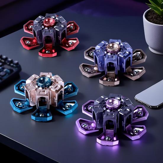 Fidget Spinner Toy Stress Anxiety Relief Teens Adults Extendable Armor Fingertip Gyroscope Portable Travel Sensory Spinning Toy