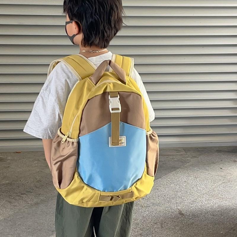 Trendy Korean Style Color Block Large Capacity Backpack For Kids In Fashionable Designs