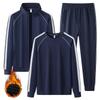 Autumn Winter Sports Set Plus Velvet Jacket+Hoodie+Pants 3Pcs Set Casual Tracksuits Men's Fleece Warm Sweatshirt Set