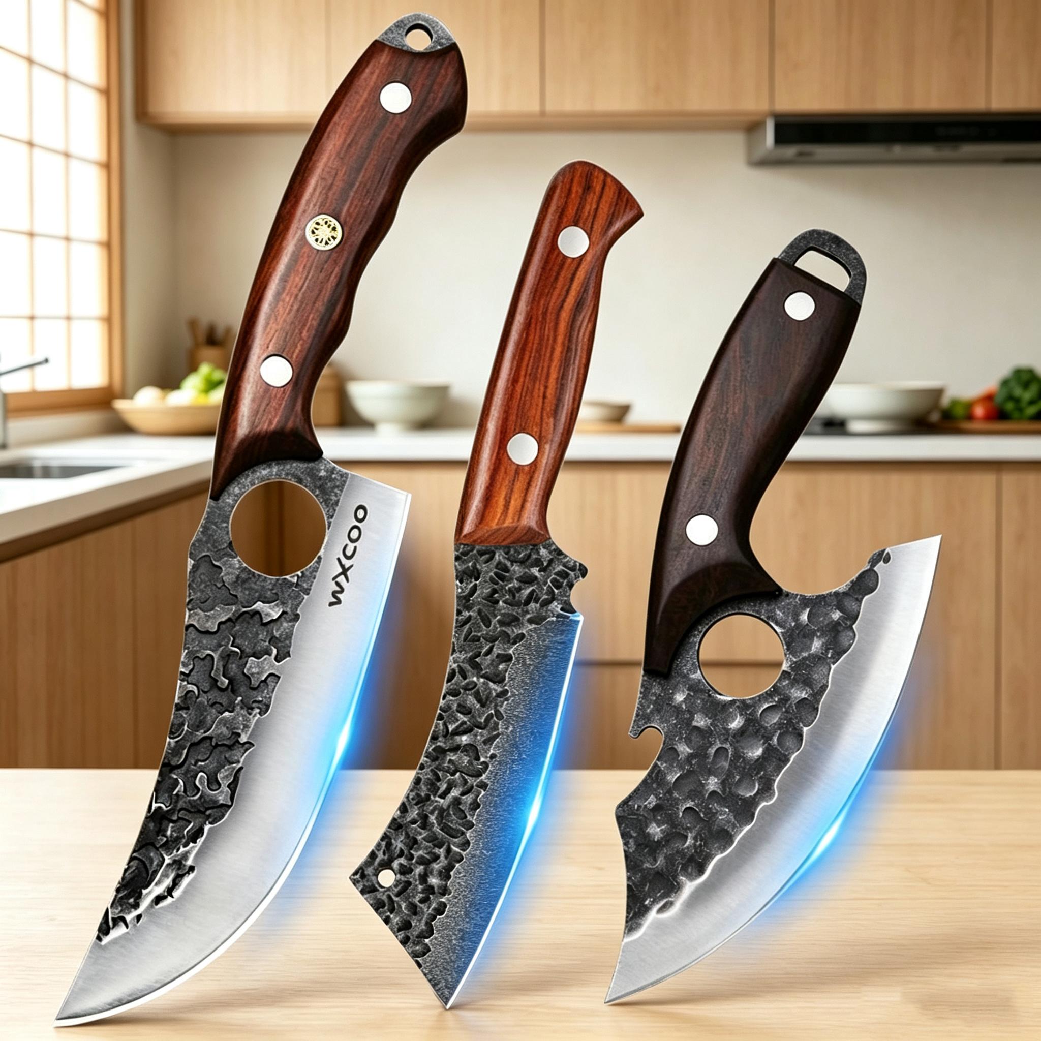3PCS Boning Barbecue Knife Kitchen Chef Knife Set Utility Knife Professional Vegetable Fish Knife 3PCS