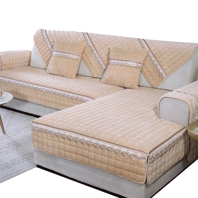 Tykt plysj sofatrekk beskytter sklisikkert sofatrekk moderne flanell sofatrekk til stue 3-seters sofaer og lenestoler