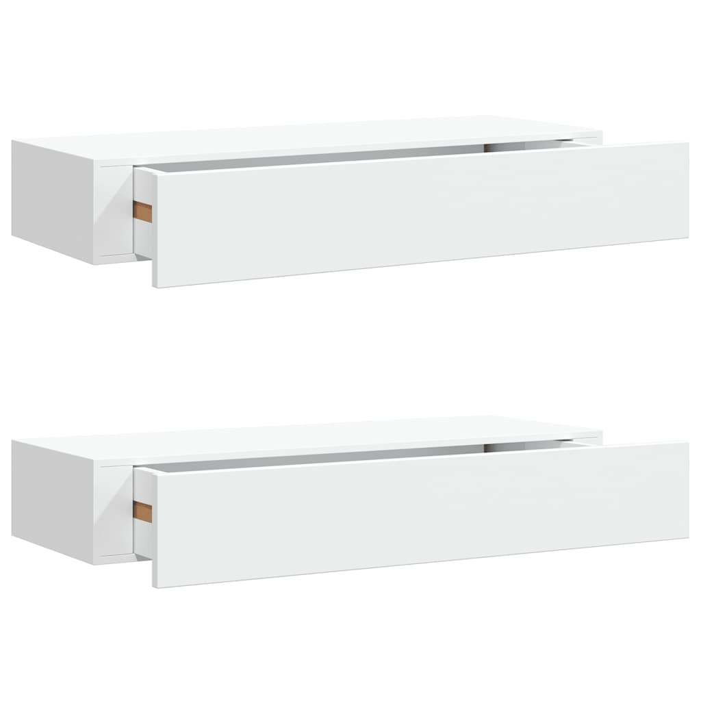 Wall mounted drawer shelves 2 pcs white 60 x 23.5 x 10 cm MDF