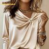 Women's Fashion Casual Solid Color Print Long Sleeve V Neck Blouses & Shirts