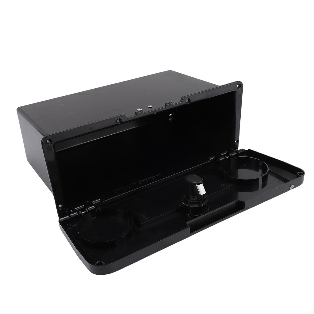 Marine Boat Storage Compartment Multifunctional Lockable ABS Locking Plastic Glove Box with Double Cup Holder Black