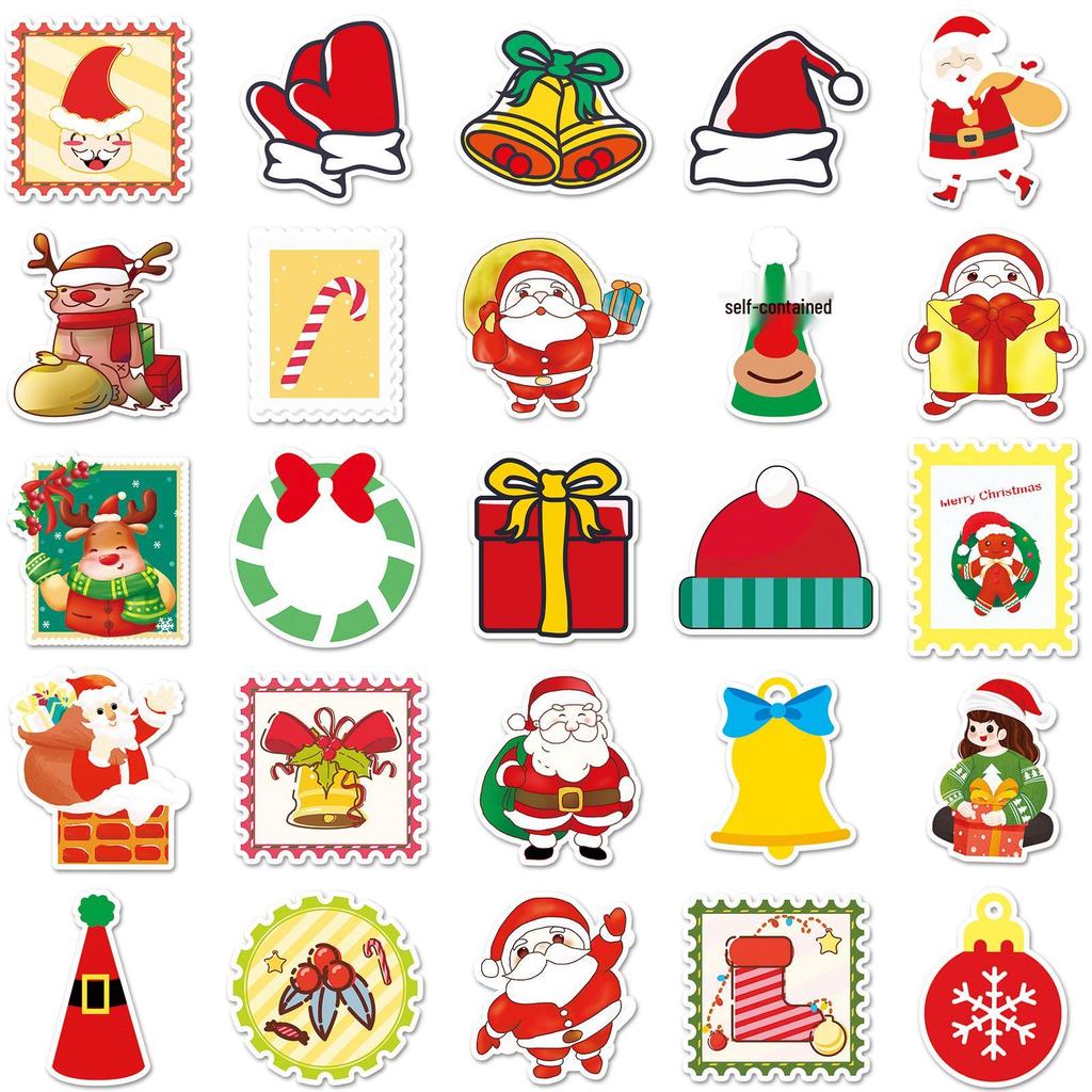 100 Waterproof Christmas Stickers: Cute Cartoon Santa Claus for Holiday Decorations and Gifts