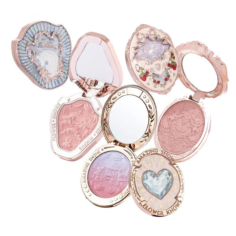 Flower Knows Makeup Unicorn Strawberry Rococo Embossed Blush On Natural Cheek Matte Long Lasting Blusher Makeup 6 Colors 5g