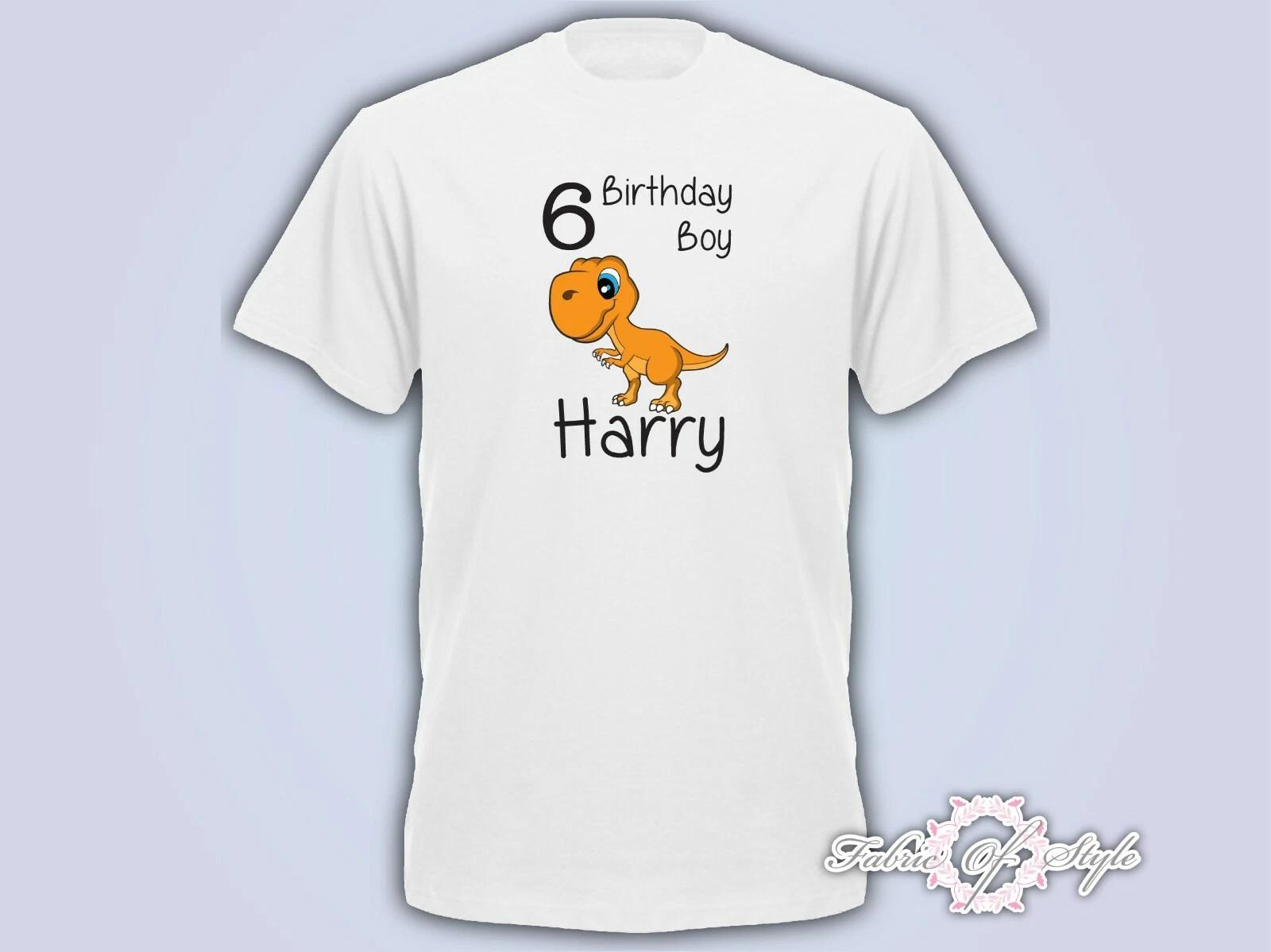 Personalised Birthday Any Name Age Dinosaur Boy Present Gift T- Shirt kids XL