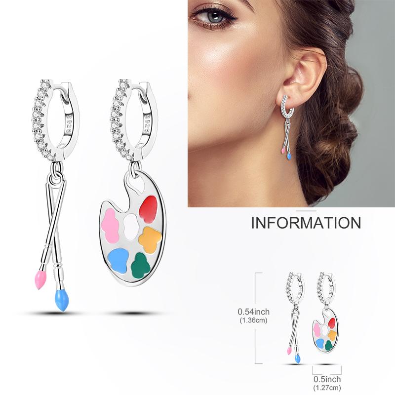 925 Silver Hoop Earring Moon Sun Earring Pendent Zircon Heart Shape Star Eardrop For Women Girl Making Jewelry